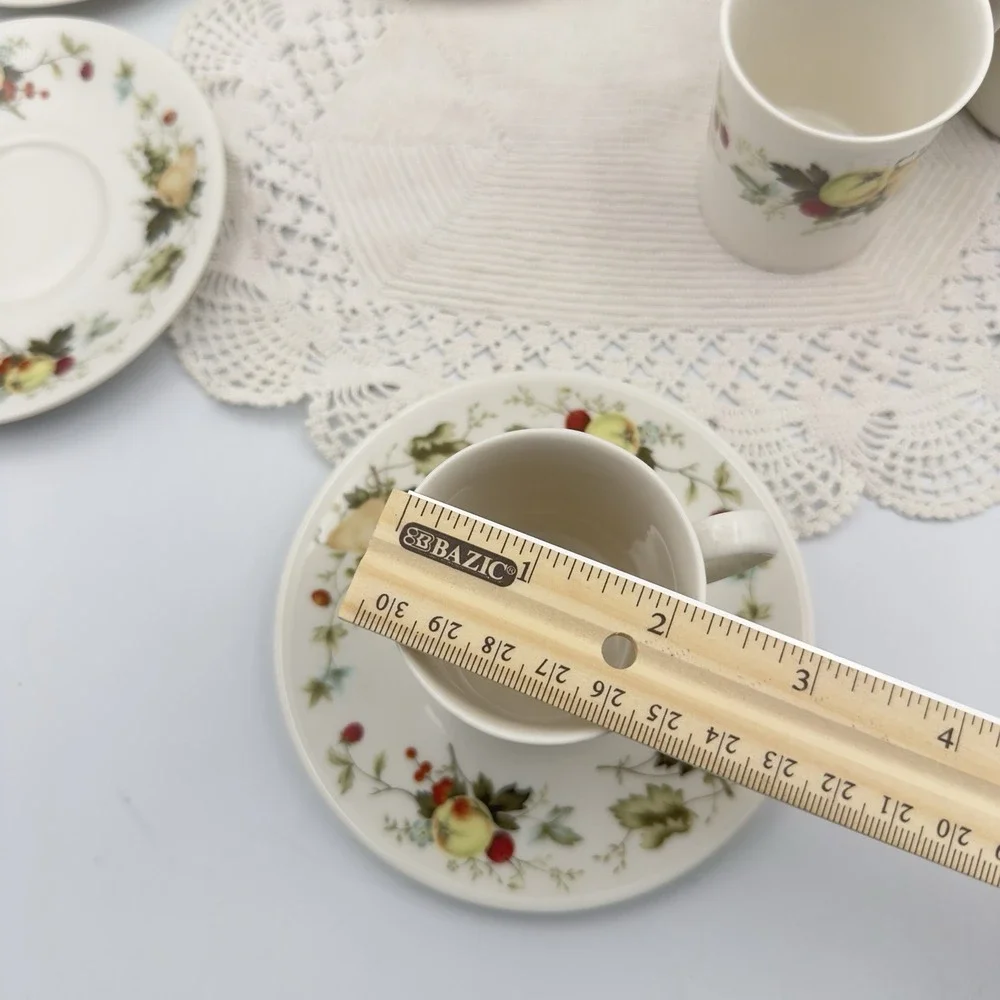 Royal Doulton Miramont Demitasse Cup & Saucer‎ Set Of 4 Made In England Fruits